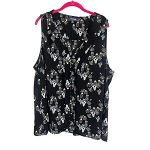 Modcloth Cactus Sheer Tank Top Black 3X Colorful Boho Indie Folk Pastel Chic